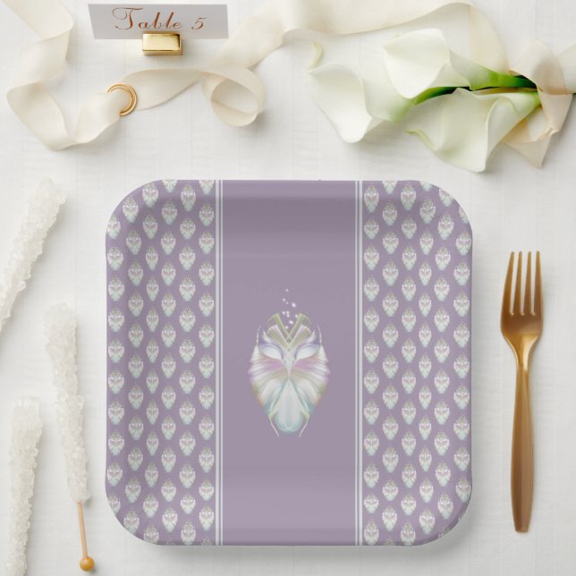 Pastel Purple Oracle Owl Paper Plate (Wedding)