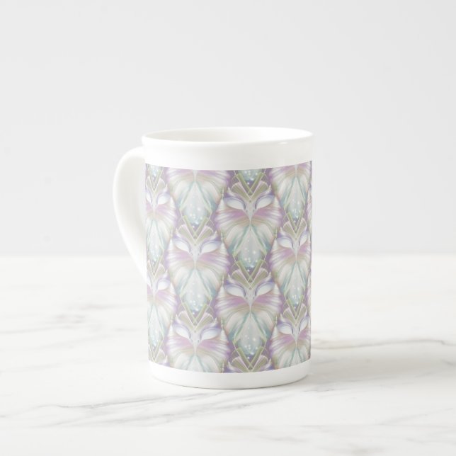 Pastel Purple Oracle Owl Pattern Bone China Mug (Front Left)