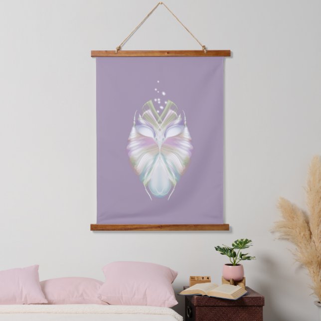 Pastel Purple Oracle Owl Pattern Hanging Tapestry (Bedroom)