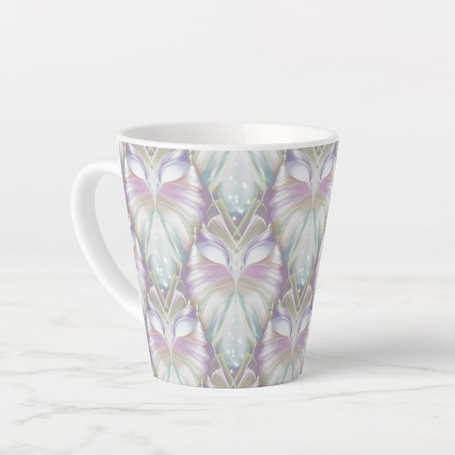 Pastel Purple Oracle Owl Pattern Latte Mug (Left Angle)