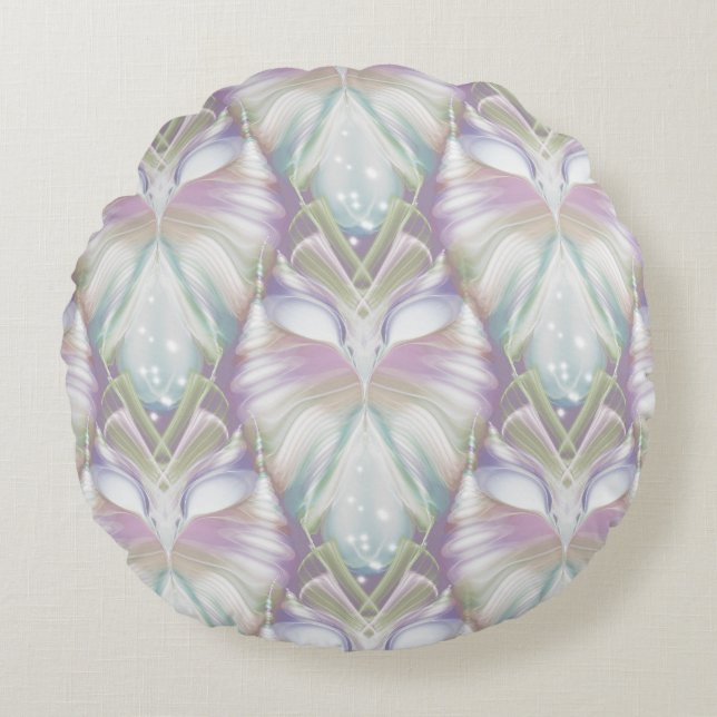 Pastel Purple Oracle Owl Pattern Round Cushion (Front)