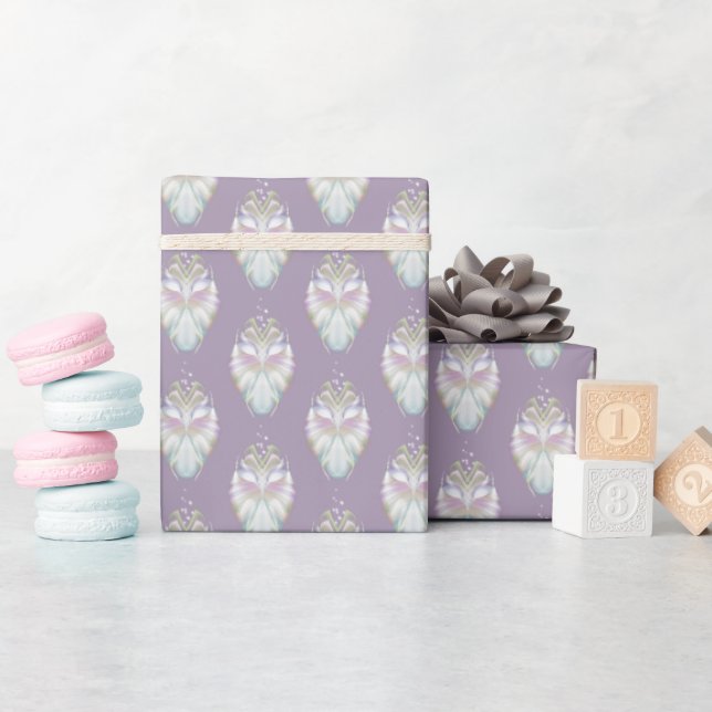 Pastel Purple Oracle Owl Pattern Wrapping Paper (Baby Shower)