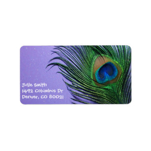 Pastel Purple Peacock Feather Still LIfe Label