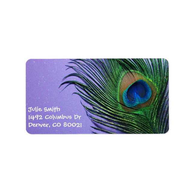 Pastel Purple Peacock Feather Still LIfe Label (Front)