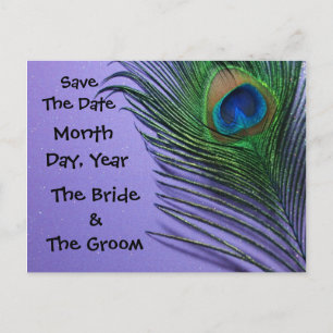 Pastel Purple Peacock Save the Date Postcard