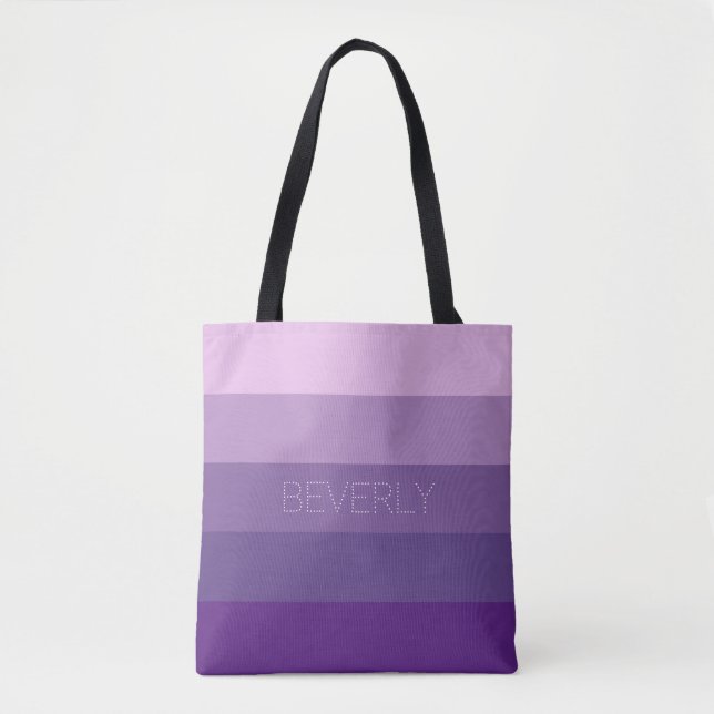 Pastel Purple Pink 5 Colours Name Personalised Tot Tote Bag (Front)