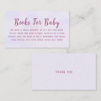 Pastel Purple Pink Baby Shower Book Request Enclosure Card