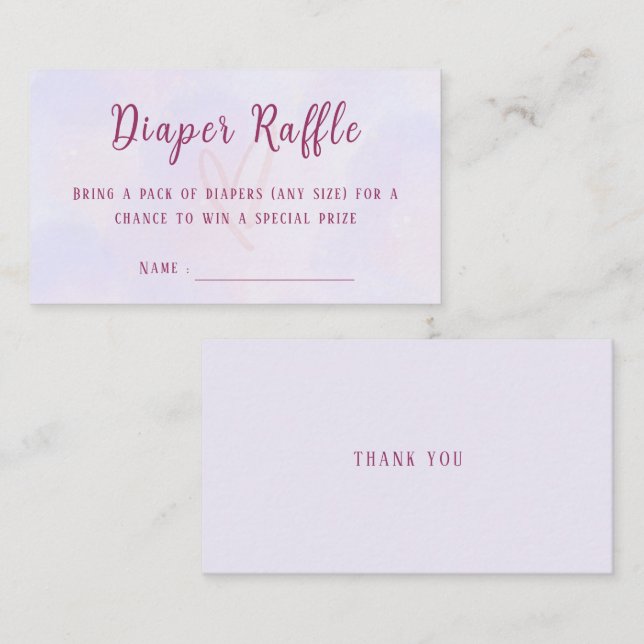 Pastel Purple Pink Baby Shower Diaper Raffle Enclosure Card (Front/Back)