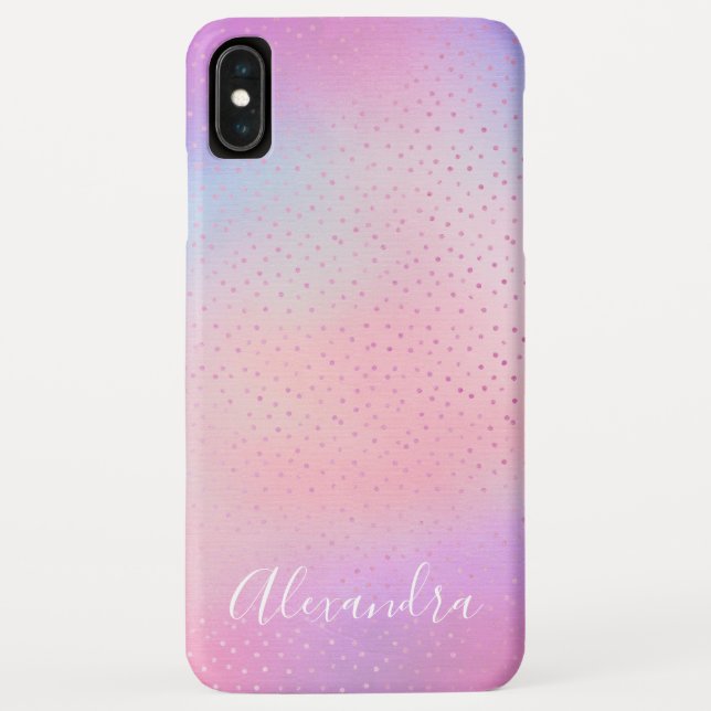Pastel Purple Pink Blue Monogram Name Case-Mate iPhone Case (Back)