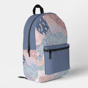 Pastel Purple Pink Blue Wavy Pattern  Printed Backpack