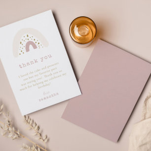 Pastel Purple Pink Boho Rainbow Birthday Party Thank You Card