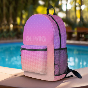 Pastel Purple Pink Coral Gradient - huge monogram Printed Backpack
