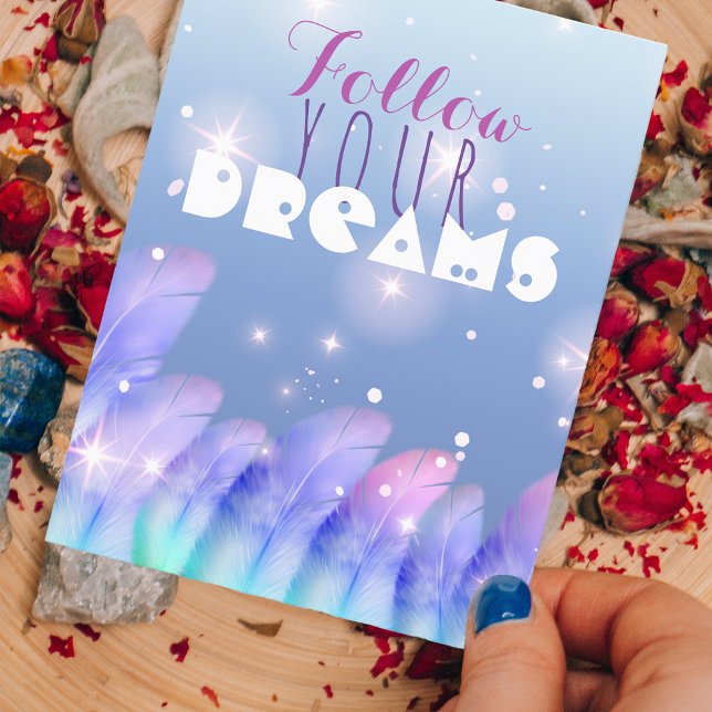 Pastel Purple Pink Feathers Sparkles Inspirational Postcard (Creator Uploaded)