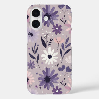 Pastel purple pink floral pattern whimsigoth dark iPhone 16 case