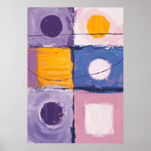 Pastel Purple Pink Geometric Abstract Grid Poster