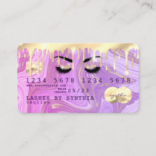 pastel purple pink gold drips marble Credit Card