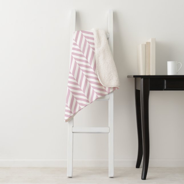 Pastel Purple Pink Herringbone Pattern Sherpa Blanket (In Situ)