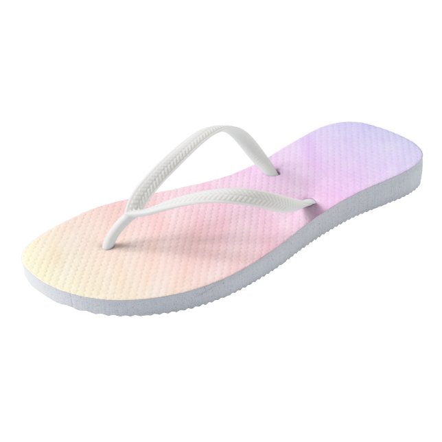 Pastel Purple Pink Yellow Watercolors Flip Flops (Angled)