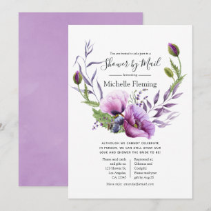 Pastel Purple Poppy Baby or Bridal Shower by Mail Invitation