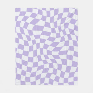Pastel Purple Psychedelic Chequered Groovy Grid Pa Fleece Blanket