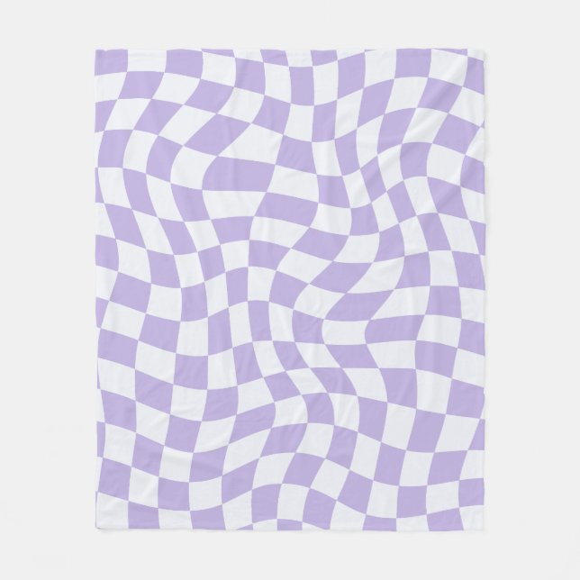 Pastel Purple Psychedelic Chequered Groovy Grid Pa Fleece Blanket (Front)