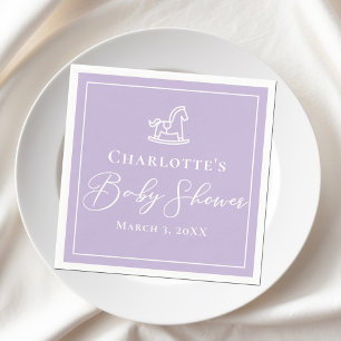 Pastel Purple Rocking Horse Baby Shower Custom Napkin