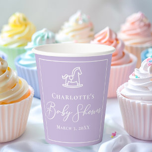 Pastel Purple Rocking Horse Baby Shower Custom Paper Cups