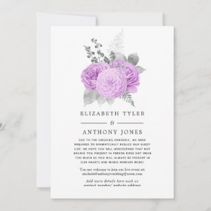 Pastel Purple & Silver Reduced Wedding Guest List Announcement