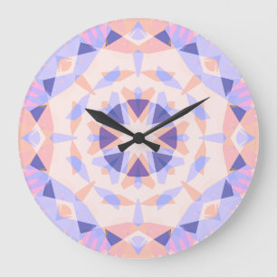 Pastel Purple Soft Peach Pink Star Dopamine Decor Large Clock