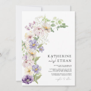 Pastel Purple Spring Floral Wedding Invitations
