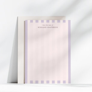 Pastel Purple Stripes Elegant Monogram Card