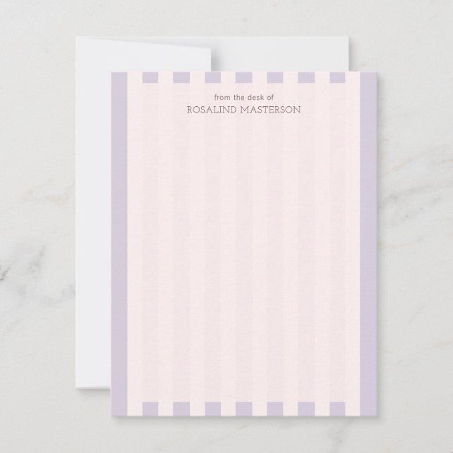 Pastel Purple Stripes Elegant Monogram Card (Front)