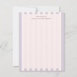 Pastel Purple Stripes Elegant Monogram Card