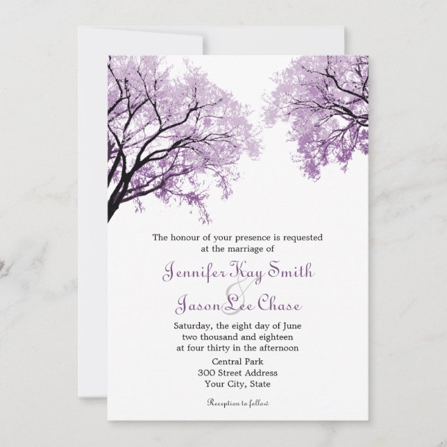 Pastel Purple Trees - Wedding Invitations (Front)
