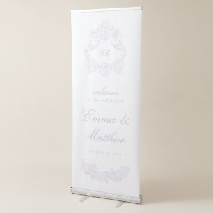 Pastel Purple Victorian Crest Wedding Welcome Retractable Banner