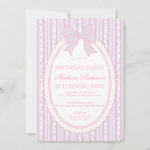 Pastel Purple Vintage Fancy Floral Birthday Party Invitation