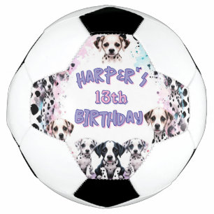 Pastel Purple Watercolor Dalmatian Puppy Birthday  Football