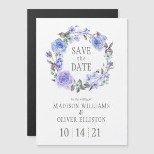 Pastel Purple Watercolor Floral Save the Date Magnetic Invitation