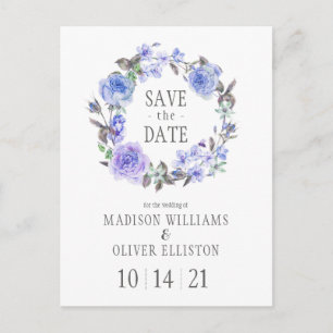 Pastel Purple Watercolor Floral Save the Date Postcard