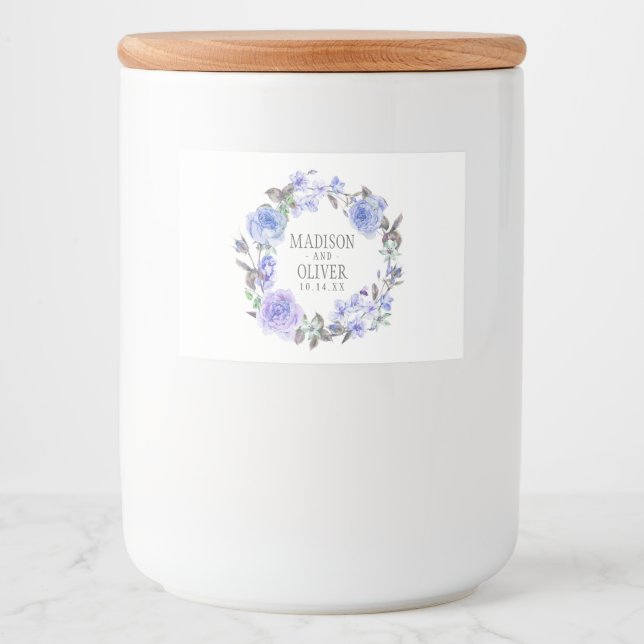 Pastel Purple Watercolor Floral | Wedding Food Label (Front)
