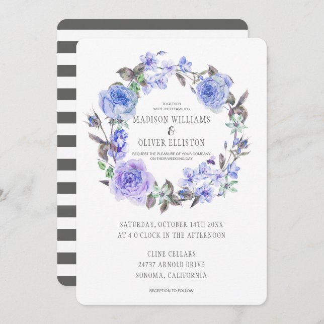 Pastel Purple Watercolor Floral | Wedding Invitation (Front/Back)