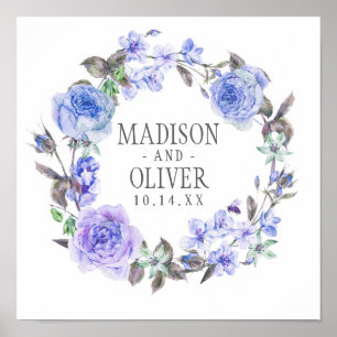 Pastel Purple Watercolor Floral Wedding Poster