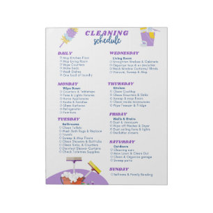 Pastel Purple Weekly Cleaning Schedule Checklist Notepad