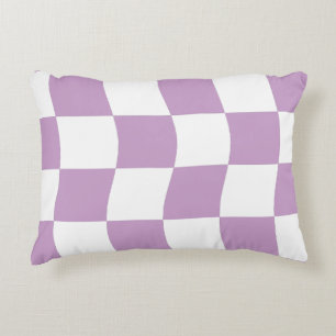 Pastel Purple White Chequered Pattern Decorative Cushion