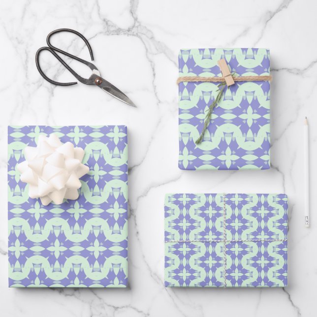 Pastel Purpliana 5 pattern Wrapping Paper Sheet (Front)