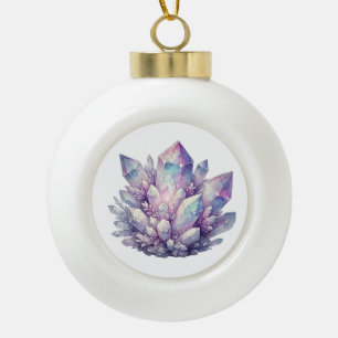 Pastel Quartz Cluster Ceramic Ball Christmas Ornament