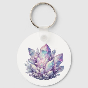 Pastel Quartz Cluster Key Ring