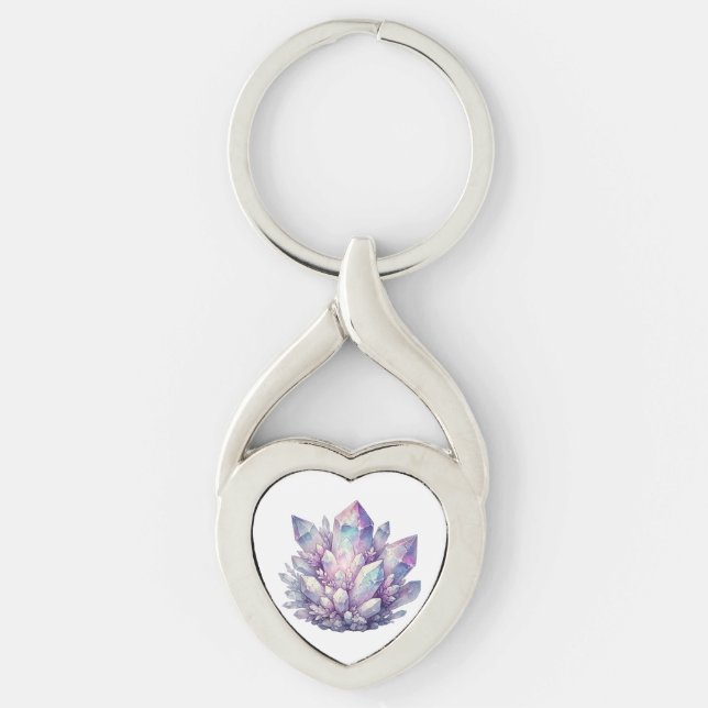 Pastel Quartz Cluster Key Ring (Front)