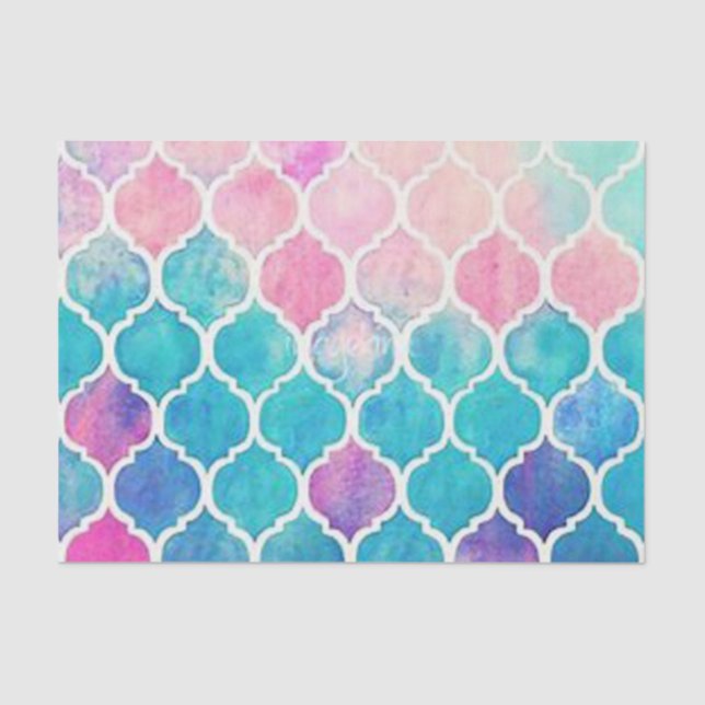 Pastel Quatrefoil Pattern Tissue Paper (Front)