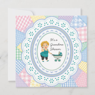 Pastel Quilt Grandma Baby Shower Invitation